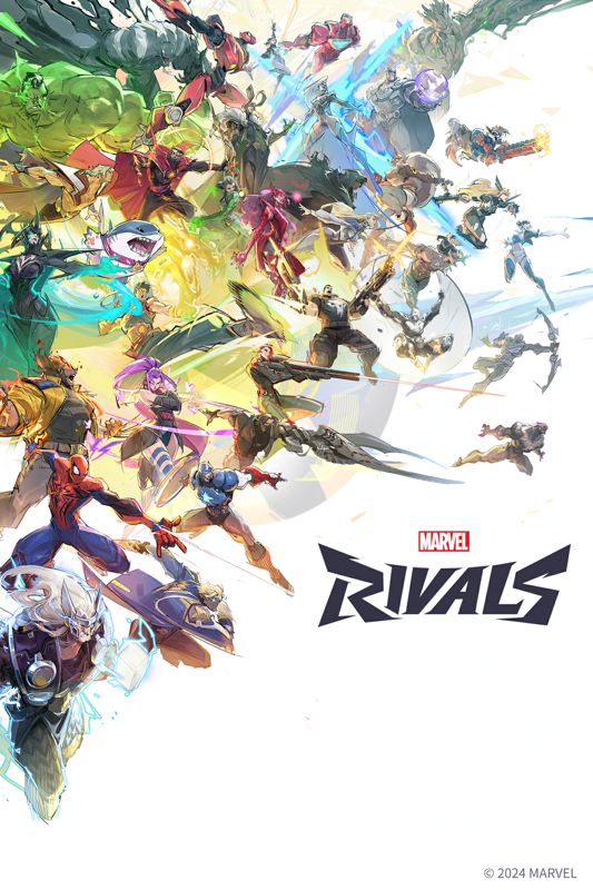 cover art of the game Marvel Rivals, has a lot of marvel characters